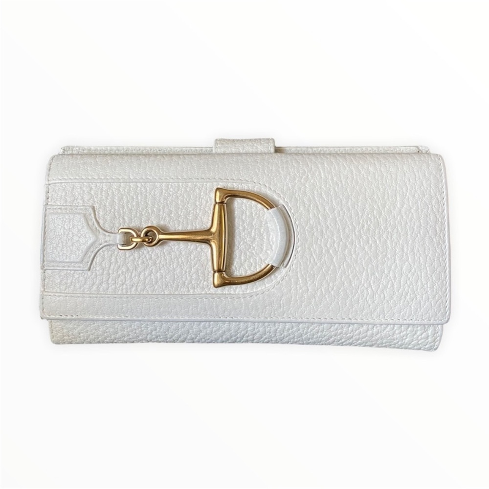 Authentic Gucci Wallet | Gucci Horsebit Wallet White Pebble Leather